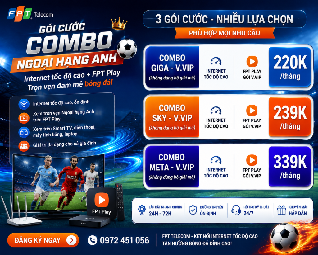 Bảng giá Combo Ngoại Hạng Anh