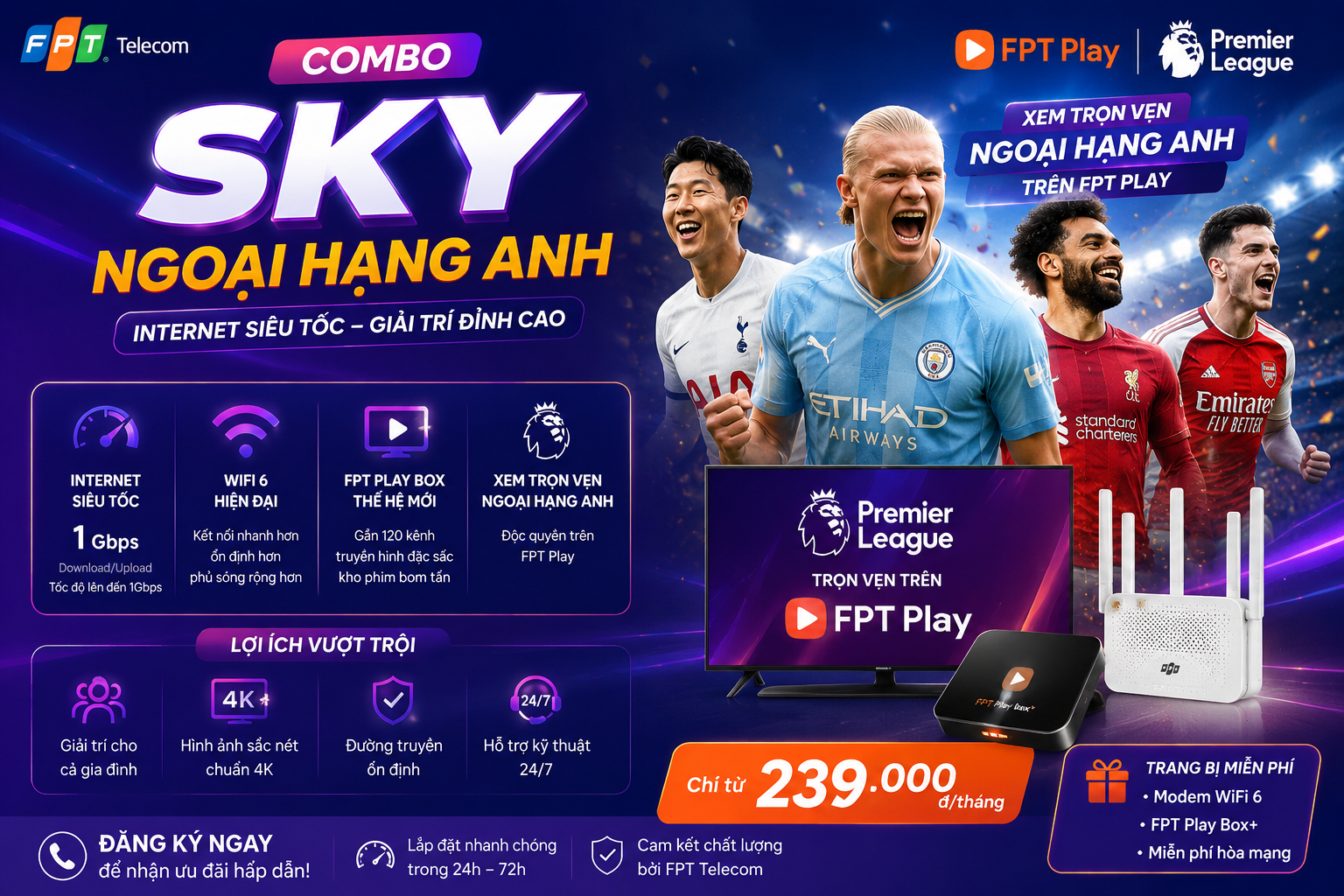 Combo Sky EPL – Ngoại Hạng Anh : 239.000 vnđ/tháng